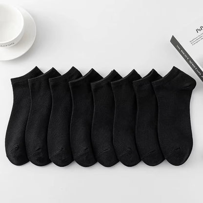 8 Pairs Men Solid Color Minimalist Ankle Socks Fashionable Versatile Trend Socks Lightweight Breathable Comfortable Casual Socks