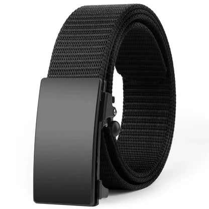 Men'S Belt Outdoor Leisure Sports Belt Toothless Quick Release Automatic Buckle Quality Black Belt