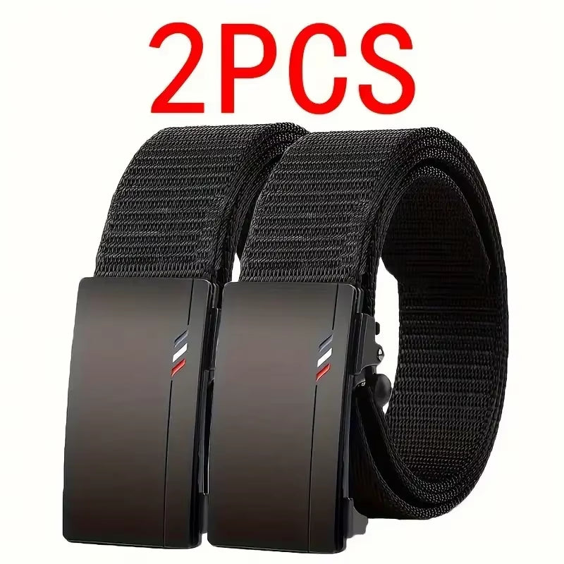 Men'S Belt Outdoor Leisure Sports Belt Toothless Quick Release Automatic Buckle Quality Black Belt