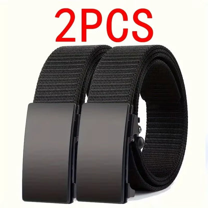 Men'S Belt Outdoor Leisure Sports Belt Toothless Quick Release Automatic Buckle Quality Black Belt